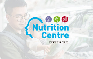 Nutrition Centre logo over a father and child in supermarket
