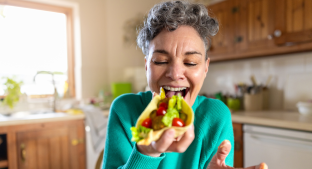 Lady enjoying food