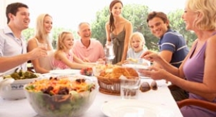 Happy family enjoying healthy meal